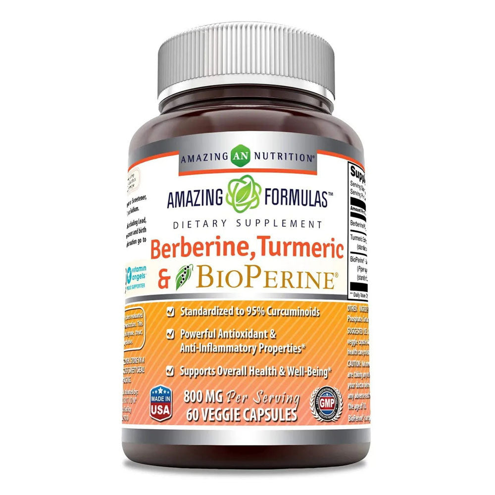 Amazing Nutrition Amazing Formulas Berberine Turmeric And Bioperine 800Mg Per Serving Veggie Capsules, 60 Ea